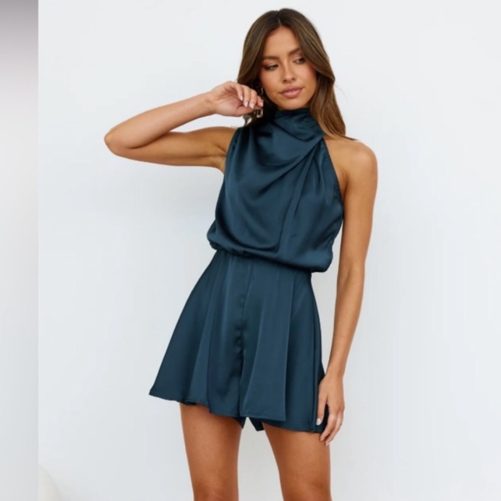 Hello Molly “on a drive” Teal Romper